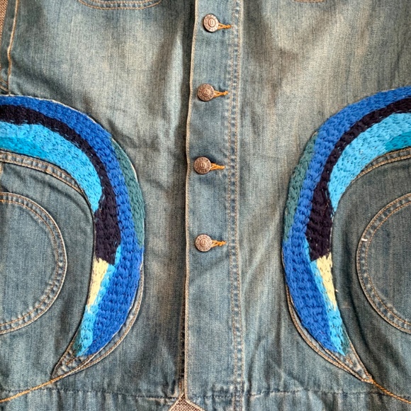 Oilily Embroidered Denim Skirt Nwt - Picture 2 of 5